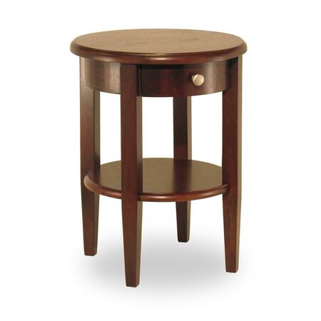 WINSOME Antique Walnut Solid Wood TABLE END TABLE ROUND W/DRAWER SHELF 94217